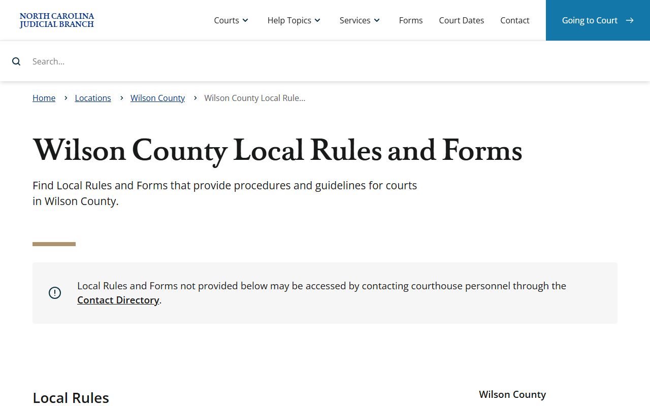 Wilson County court dockets local rules and forms