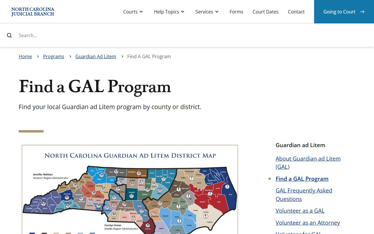 Wilson County District Court Guardian ad Litem program finder