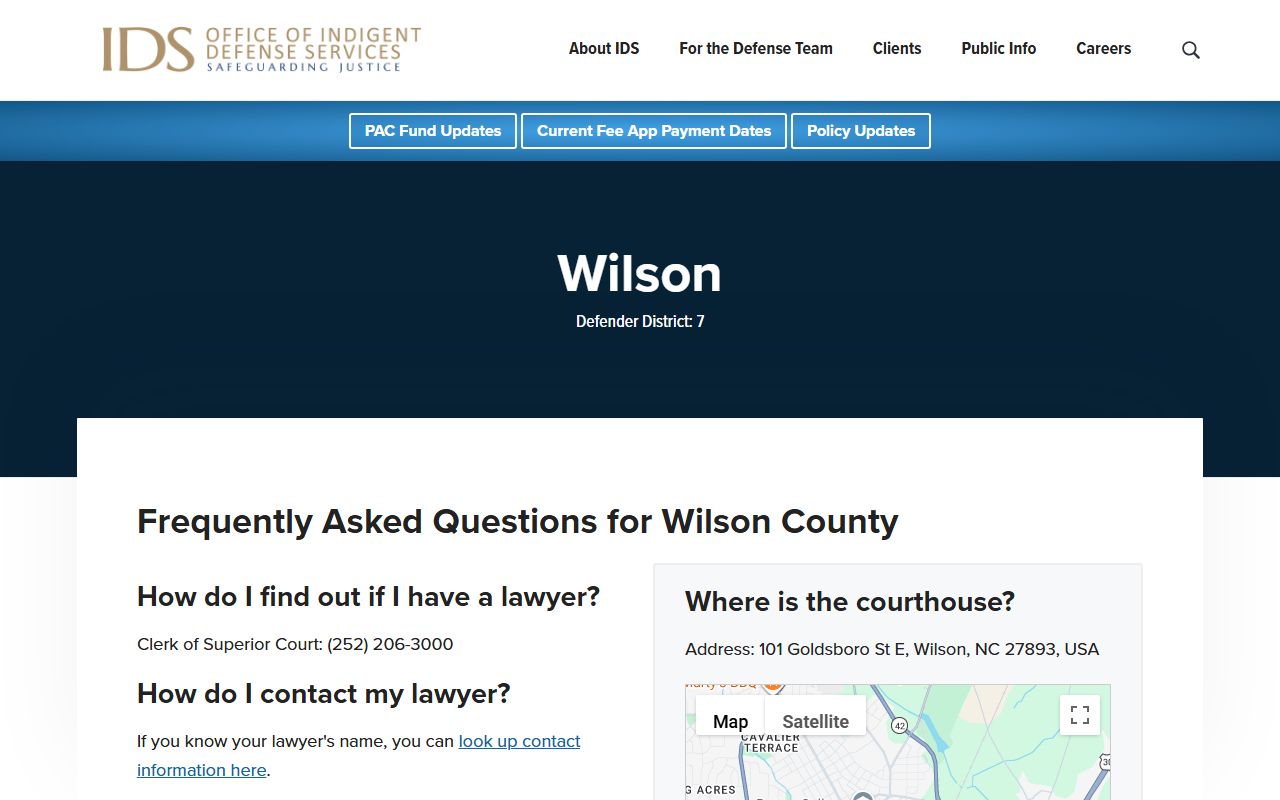 Wilson County District Court NC IDS Wilson County page