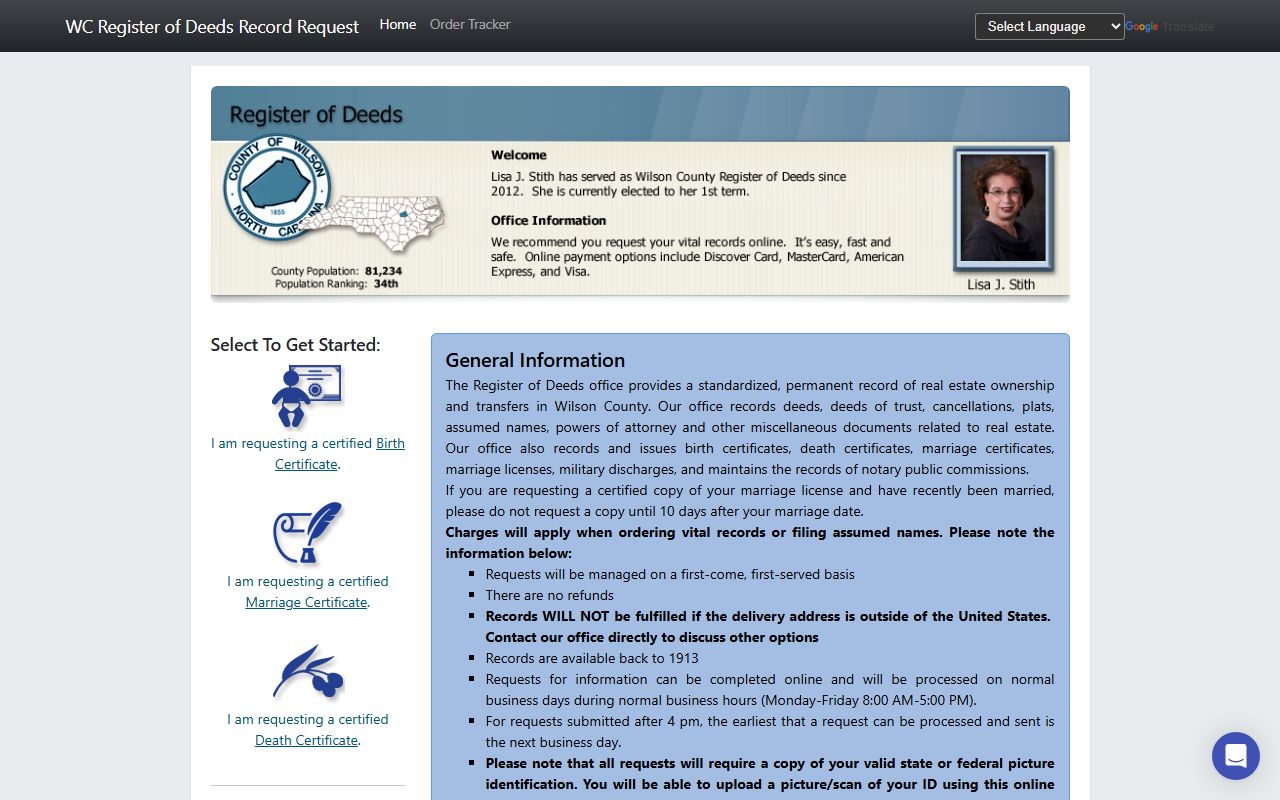 Wilson County marriage records Permitium online order portal
