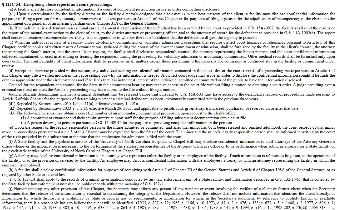Wilson County probate records mental health confidentiality statute
