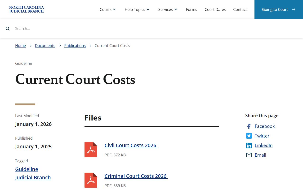 Wilson County traffic court records current court costs publication