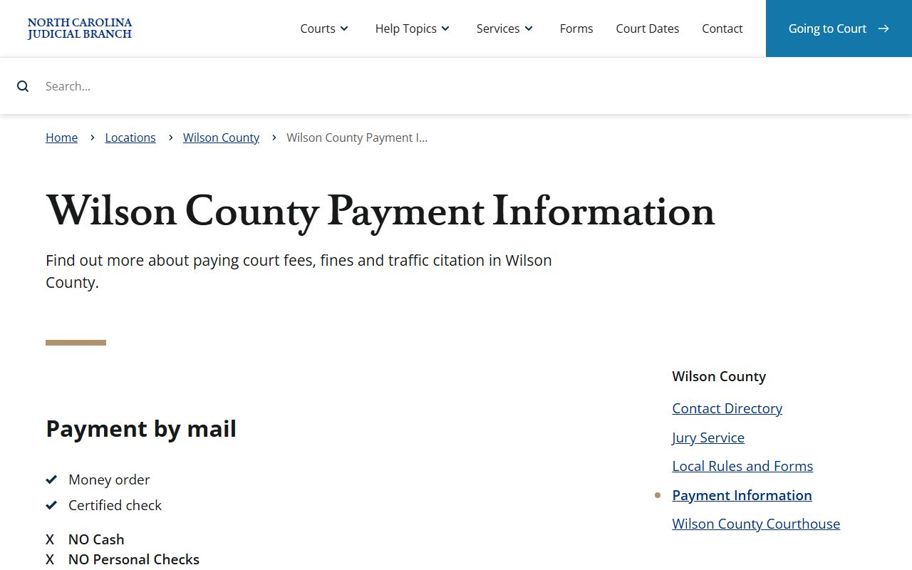 Wilson County traffic court records payment information