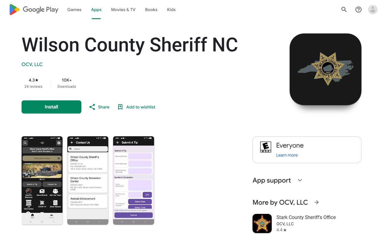 Wilson County warrant records Sheriff app Google Play listing